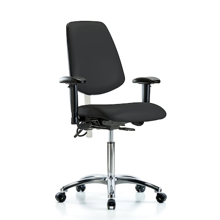 Blue Ridge Ergonomics Vin Med Ben Chair, Med, Bk, Blk, CL100/ESD, Adjustable Arms, 22" to 29" Height, Black BR-NECR-VMBCH-MB-CR-T1-A1-NF-EC-ESDBLK