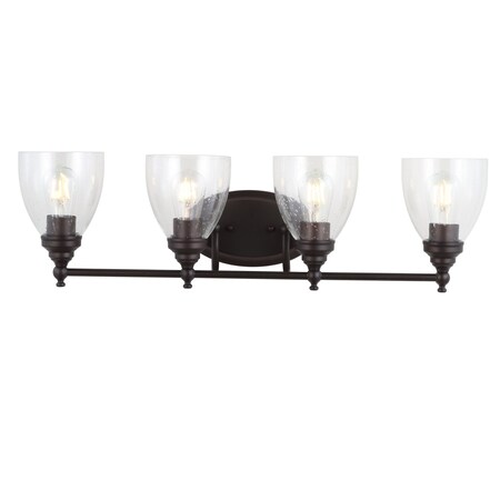 Jonathan Y Marais 30" 4-Light Metal/Glass LED Vanity, Oil Rubbed Bronze JYL7471A