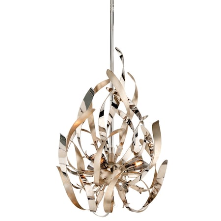 Corbett Lighting Graffiti 3 Light Pendant 15 In. Silver Leaf Polished Stainless 154-43-SL/SS