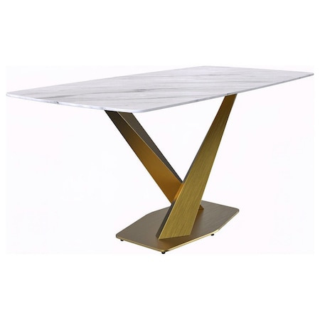 Leisuremod Rectangular 55.11 in W, 29.9 in L, Sintered Stone/ Stainless Steel, White VTG-55W-S