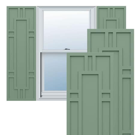 Ekena Millwork True Fit PVC Hastings Fixed Mount Shutters, Track Green, 15W x 61H, PR TFP001HS15X061TG