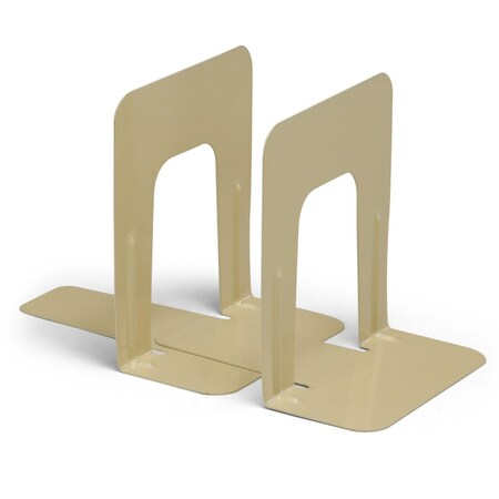 Charles Leonard Bookends with Non-Skid Base, 9" Steel, Tan, 1 Pair, 2PK 87945