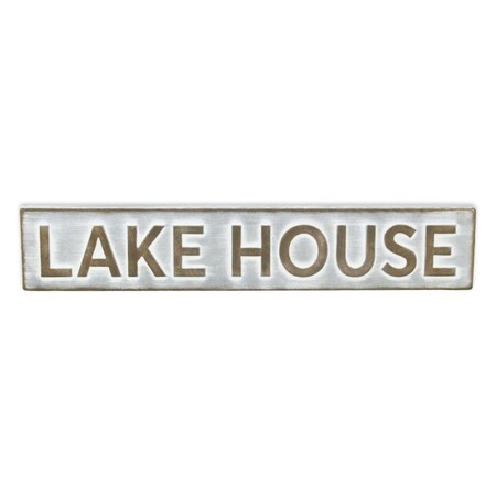 Homeroots 5" X 24" Gray and Brown Lake House Metal Wall Decor 489619