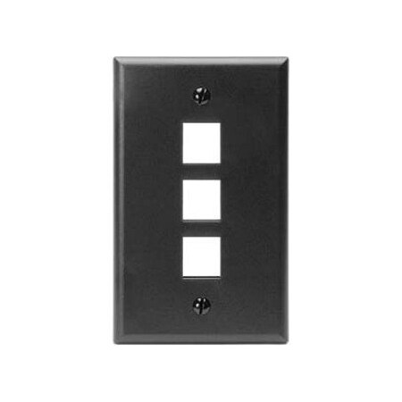 Leviton 3-Port Wallplate Unloaded, 1-Gang Use W/Snap-In Modules, Quickport BK 41080-3EP