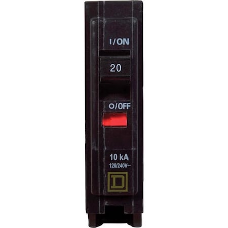 Square D Miniature Circuit Breaker, QO Series, 20A, 1 Pole, 120/240V AC, 10kA at 120/240V AC QO120CP