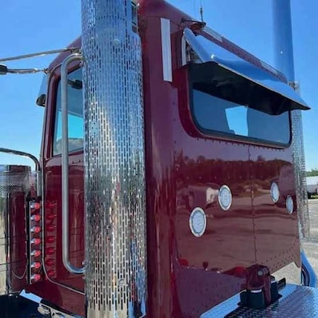 Replacement For Peterbilt 378 Sba Year 1989 Stainless Steel Rear Window Visor W/ 10In Drop