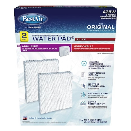Bestair Humidifier Pad, 13 1/8 in L, PK2 A35W-2PK-PDQ-3