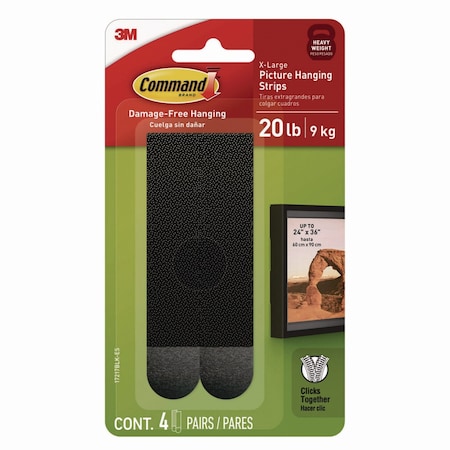 Command Damage-Free Hanging Picture Hanging Strip Pairs, Holds up to 5 lb, Black, 4PK 17217BLK-ES