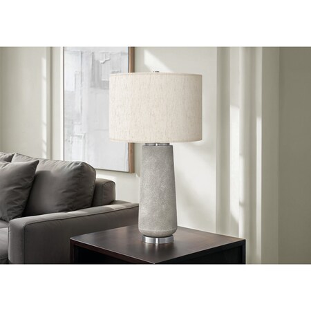 Monarch Specialties Lighting, 29 in.H, Table Lamp, Grey Resin, Ivory / Cream Shade, Modern I 9712