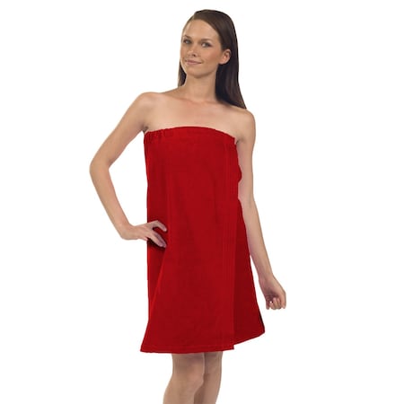 Towelsoft Women's Premium Terry Velour Spa Wrap-Red, One Size Body Wrap-Terry-WV5006