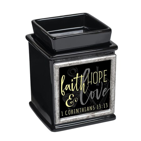 Dicksons Faith Hope Love Interchangeable Fragrance Wax or Essential Oil Warmers - Black IW23BKS