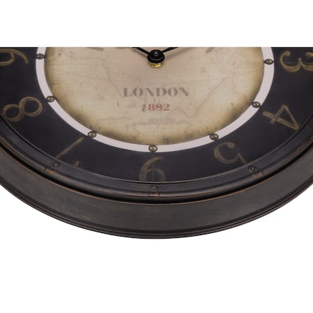 Monarch Specialties Clocks, 16'' Round, Wall Clock, Antique Brown, Transitional I 9082