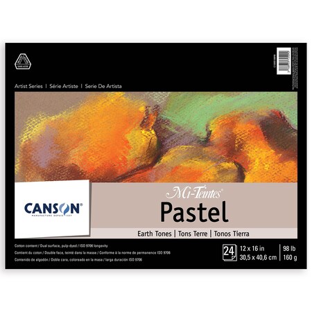 Canson Artist Series Mi-Teintes Pastel Pad, Earth Tones, Foldover Binding, 24 Sheet, 12x16 inch C100510898