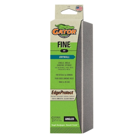 Gator Finishing EdgeProtect 3-3/8 x 8 x 1 in. Drywall Single Angle Sanding Sponge, Fine 7127