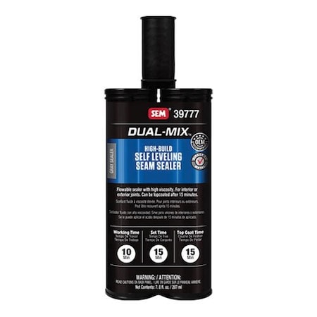 Sem Dual-Mix High-Build Self Leveling 2-Component Seam Sealer, 7 oz Cartridge, Liquid, Gray 39777