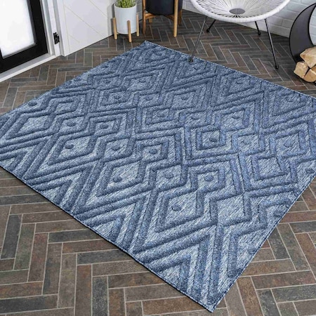 Jonathan Y Balansat Moroccan Diamond Navy 5 ft Square Indoor/Outdoor Area Rug IBZ100B-5SQ
