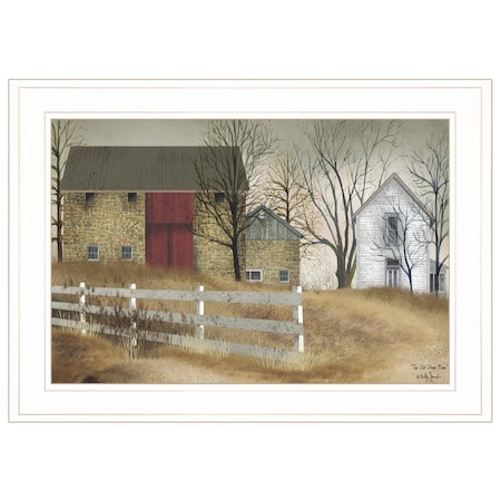 Homeroots The Old Stone Barn 1 White Framed Print Wall Art 404429