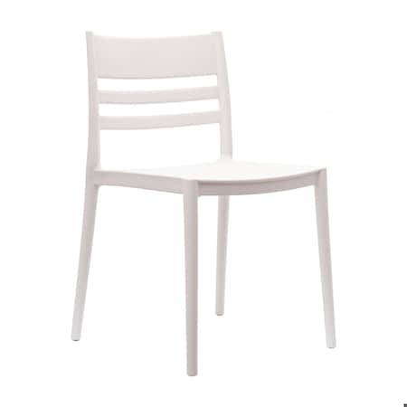 Flash Furniture Bridgeport Indoor-Outdoor Stacking Patio Chair w/Slatted Backrest, All-Weather Resin Chair, White DHF-317-APP-WH-GG