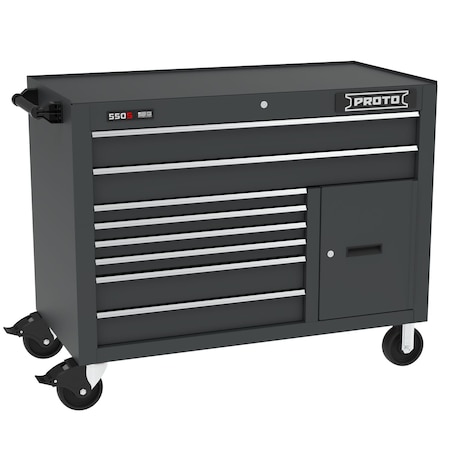 Proto 550 Series Rolling Tool Cabinet, 8 Drawer, Black, Steel, 50 in W x 25-1/4 in D x 41 in H J555041B-8BK-1S