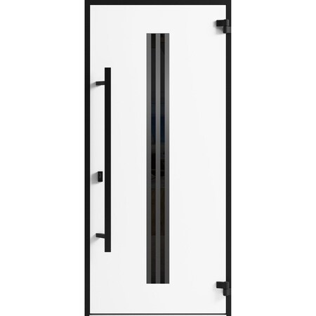 Vdomdoors Front Exterior Prehung Steel Door Ronex1055 Teak Entry Metal Modern Painted W36xH80 Left hand RONEX1055EXD-OAK-W36 x H80-LH-I