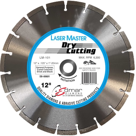 Continental Abrasives 12in x .125 x 1in-20mm Laser Welded Diamond Saw Blade DB-00601