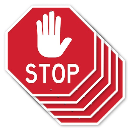 Signmission Stop, 10 inch X 10 inch, Aluminum Metal Signs, 5PK OC-A-5Pack-10-295