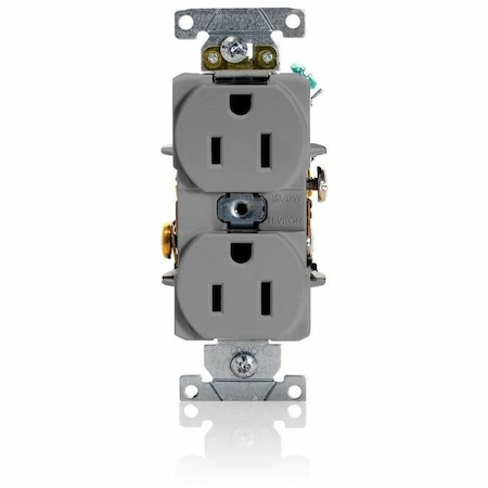 Leviton Duplex Receptacle Outlet, 15A, Gray, 125V 5252-GY
