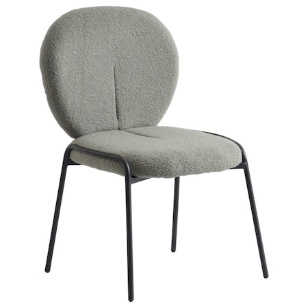 Leisuremod Celestial Boucle Dining Side Chair with Black Powder Coated Iron Frame, Green CCBL-23G