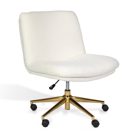 Martha Stewart Eloise Upholstered Office Chair in Off White/Polished Brass CH-232196-2-CR-GLD-MS