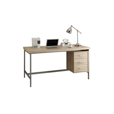 Monarch Specialties Computer Desk, Home Office, Laptop, Left, Right Set-up, Storage Drawers, 60"L, Work, Metal, Natural I 7245