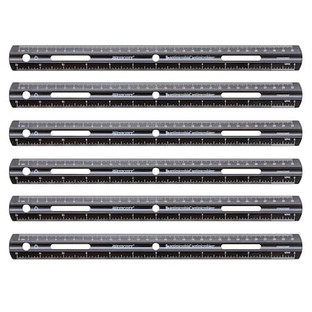 Westcott Recycled Plastic Ruler, Standard/Metric, 12 in, Black, 6PK 41015
