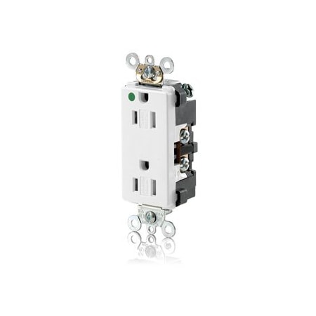 Leviton Hospital Grade Decora Receptacle, 15 Amp, 125 Volt 16262-SGW
