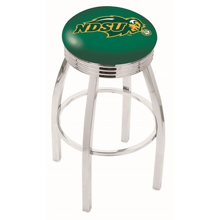 Holland Bar Stool Co 25" Chrome North Dakota State Swivel Bar Stool, Accent Ring L8C3C25NDakSt-G