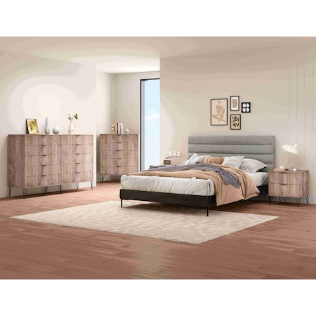 Manhattan Comfort 3-Piece DUMBO 5-Drawer Tall Dresser, 10-Drawer Double Tall Dresser and Nightstand 2.0 in Rustic Grey 3-DB08-GY