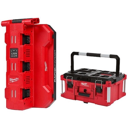 Milwaukee Tool M18 Daisy Chain Charger+PACKOUT Tool Box 48-59-1817, 48-22-8425