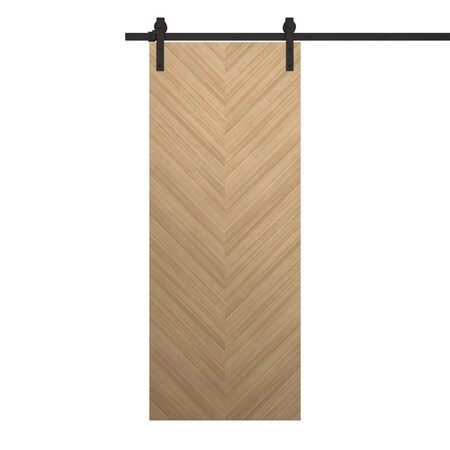 Sartodoors Modern Barn Door 42 x 84 inches, Ego 5005 Natural Oak, 8FT Rail Track Heavy Hardware Set, Solid P EGO5005BD-B-SNA-4284