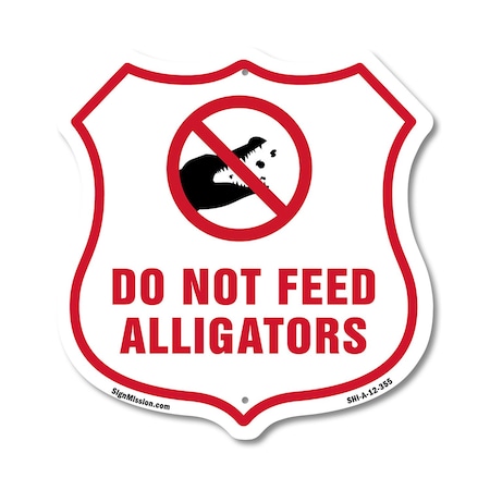 Signmission Alligator Warning Shield Sign Do Not Fee, 12 Inch X 12 Inch, Aluminum Metal Sign SHI-A-12-355