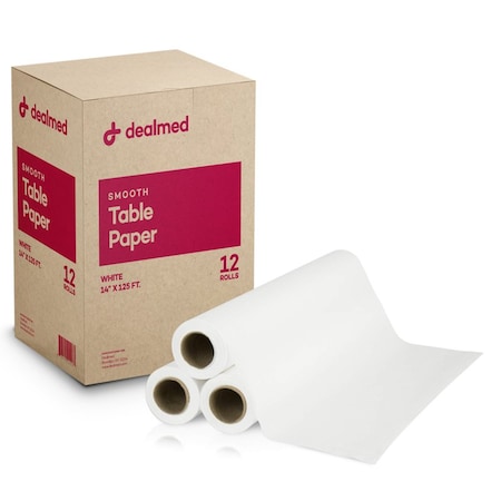 Dealmed Table Paper, Smooth, 14 X 125', 12PK 782114