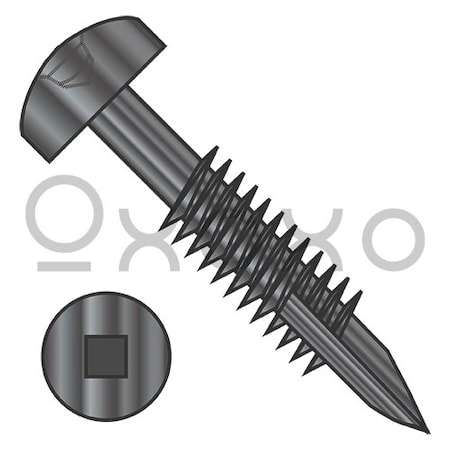Oxoxo 6-20X1 1/2 Square Pan #7Head Face Frame Screw Type17 Fine Thread Partial Thread Black Oxide, 6000PK 529848