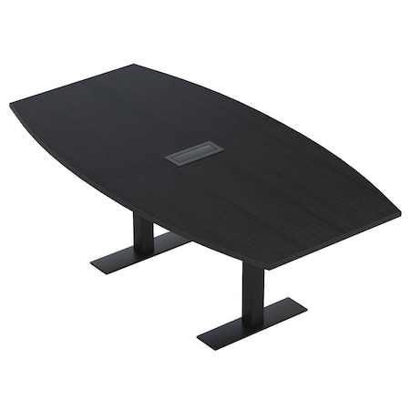 Skutchi Designs 6ft Conference Table With Power Unit | 6 Person Modular Boat Meeting Table | Harmony Series HAR-BOT-48X72-T.BK-U999ST19-EBLK