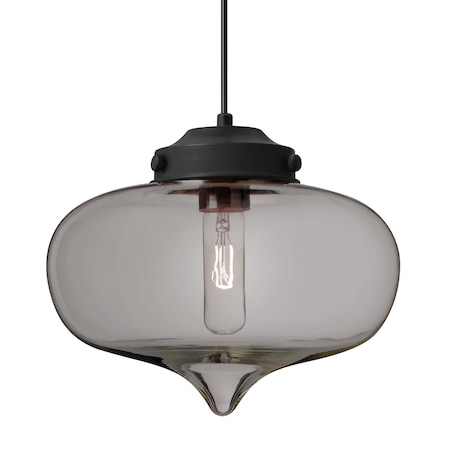 Besa Lighting Besa Mira Pendant, Smoke, Black Finish, 1x 60W MAX E26 Base 1JT-MIRASM-BK