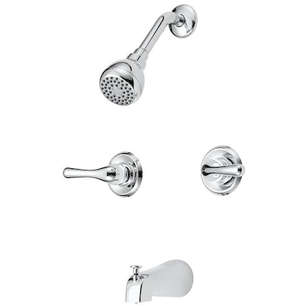 Boston Harbor TubShower, Fixed Mount Showerhead, 175 gpm Showerhead, 1 Spray Settings, Zinc Tub Spout F2014501CP