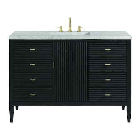 James Martin Vanities Myrrin 48'' Vanity, Carbon Oak w/ Jasmine Pearl Silestone Top w/FreePower Wireless Charger 485-V48-CBO-FEJP