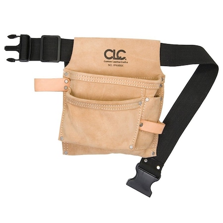 Nail/Tool Bag, 3-Pocket, Suede Leather, Tan
