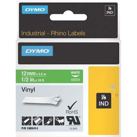 Dymo RHINO 1/2IN GREEN VINYL-12MM 1805414