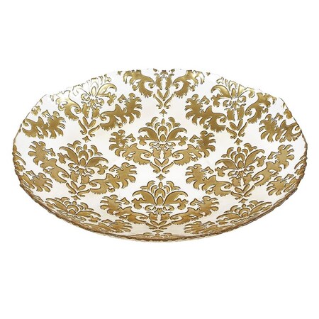 Standalone Damask 16 in. Gold Clear Shallow Bowl ST873624