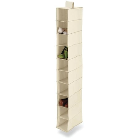 Honey-Can-Do Closet Organizer, 12 in W, 54 in H, 10-Shelf, Canvas, Beige SFT-01254