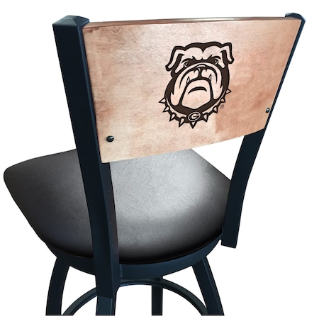Holland Bar Stool Co 36" Blk Wrinkle Georgia "Bulldog" Swivel Bar Stool, Laser Engraved Back L03836BWMedMplAGA-DogBlkVinyl