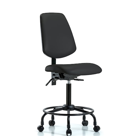 Blue Ridge Ergonomics Medium Bench Chair No Arms, 23" to 31" Height, Vinyl, Black BR-VMBCH-MB-RT-T0-A0-RC-8540