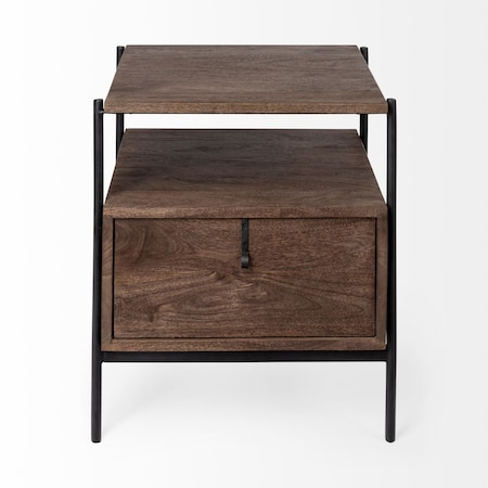 Homeroots 24" Brown Solid Wood Square End Table 380675